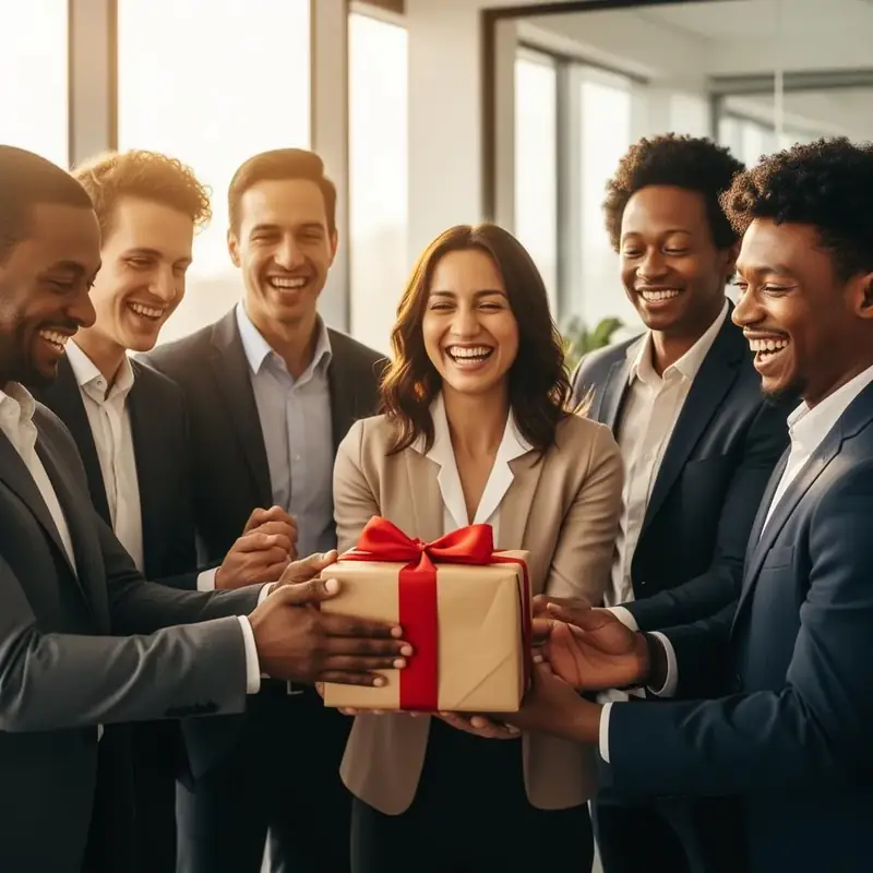 HR-Team feiert eine erfolgreiche Mitarbeitergeschenke-Kampagne von CHERISHIFY